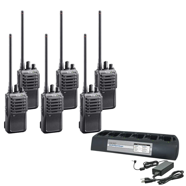 Icom IC-F3001 136-174MHZ VHF 5W Radio 6 Pack w/Multi-charger