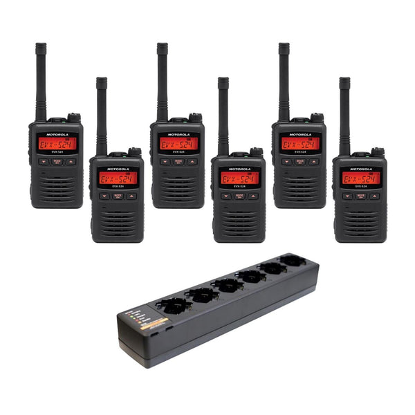 EVX-S24 Digital Radio 6 Pack w/Multi-Charger - Black