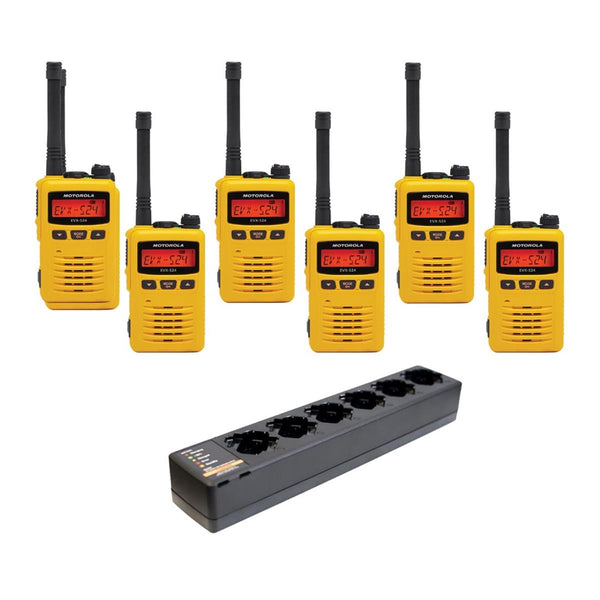 EVX-S24 Digital Radio 6 Pack w/Multi-Charger - Yellow