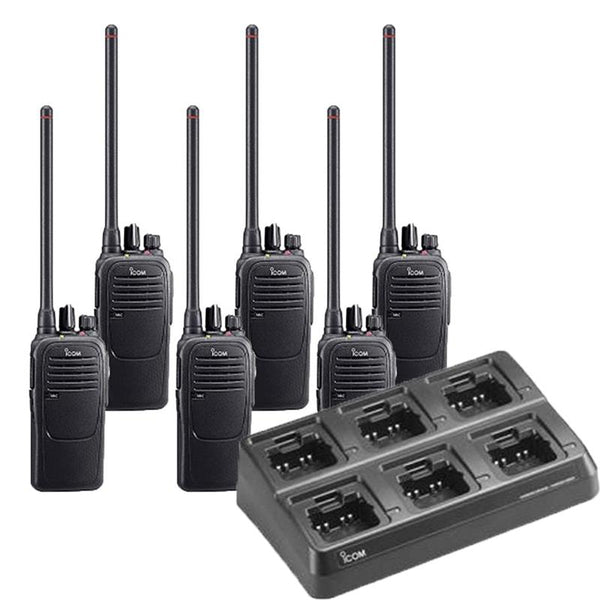 Icom IC-F2100D Digital UHF 4W 16CH Radio 6 PACK Multi-Charger