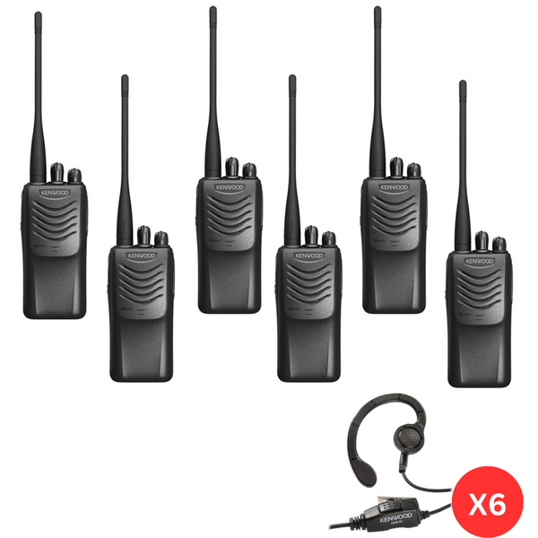 Kenwood TK-3000 4W 16Ch. Radio 6 Pack W/ Headsets