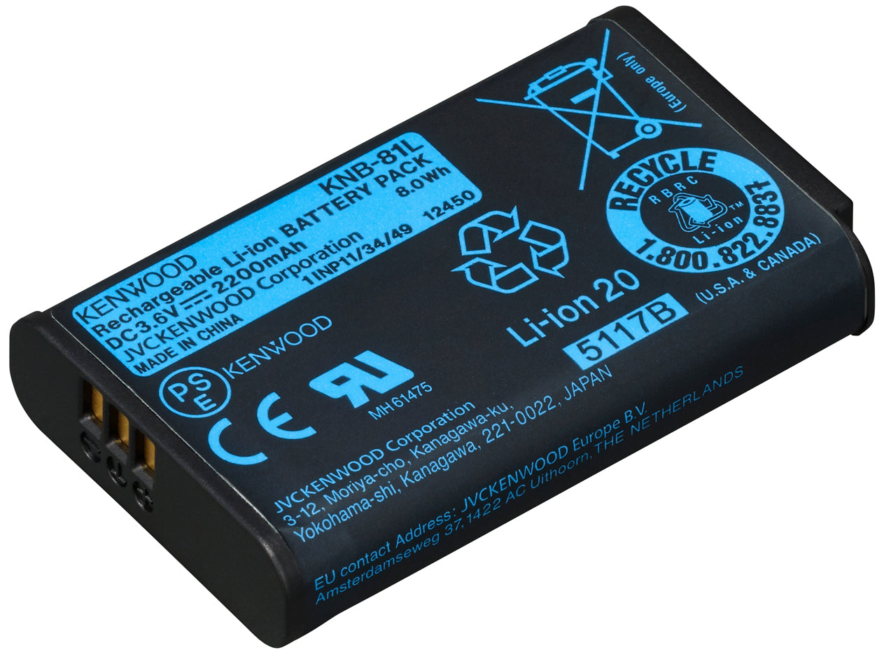 Kenwood KNB-81L 2200mAh Li-Ion Battery – High-Capacity Rechargeable Battery Pack for Kenwood Two-Way Radios, Featuring Durable Design and Reliable Performance.