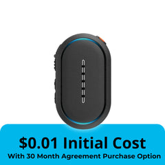 Motorola TLK 25 Wi-Fi & LTE radio with earpiece and holster, showcasing its compact design for nationwide business communication.