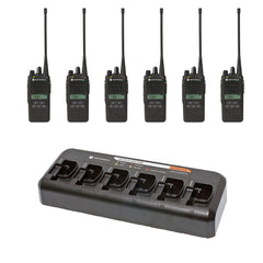 MOTOROLA CP185 Portable Radio 6 Pack Bundle With Multi-Unit Charger