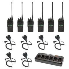 Motorola CP185 6 Pack Bundle with Multi Unit Charger and Speaker Microphones